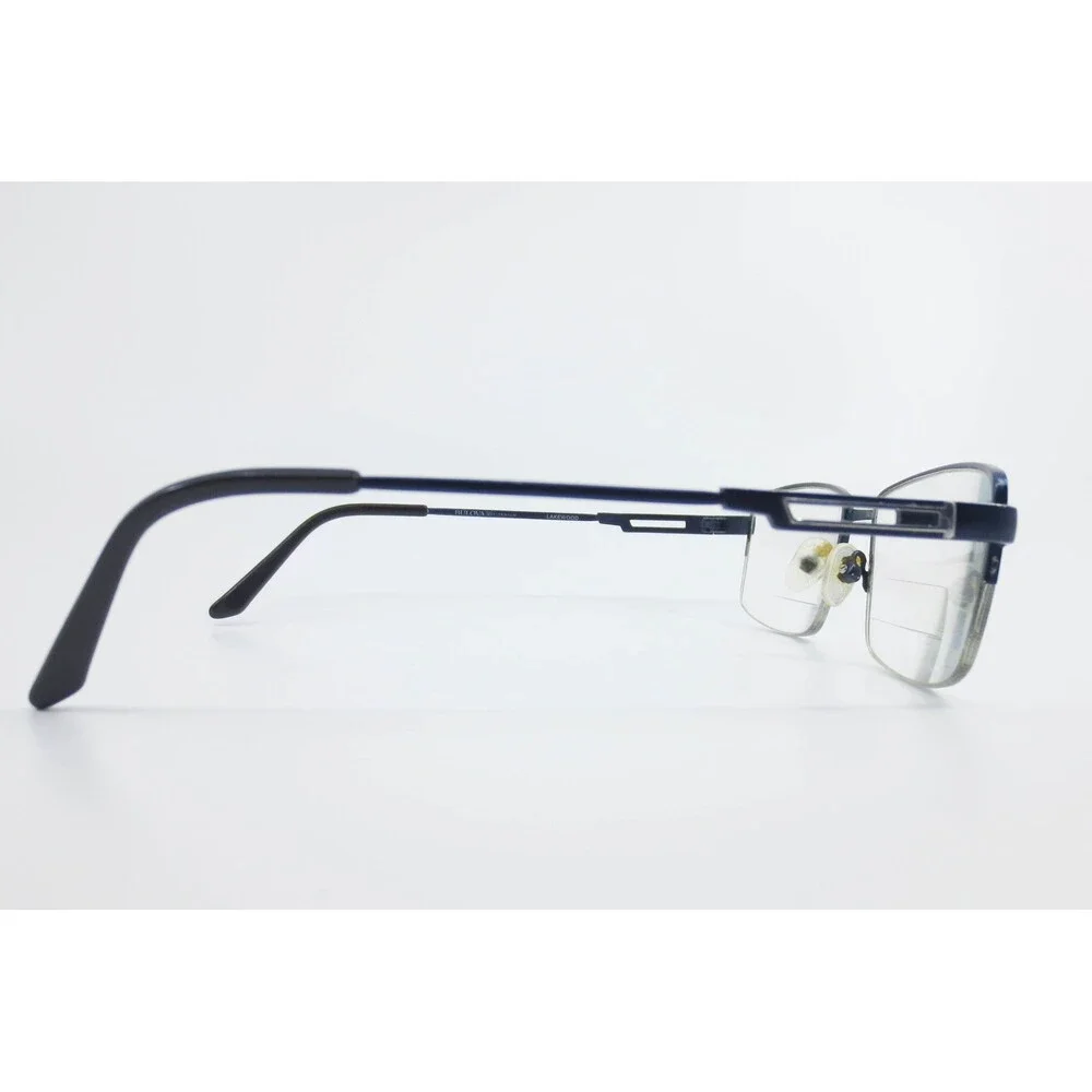 Bulova Twist Titanium Lakewood Navy Blue Rectangular Semi-Rimless Eyeglasses